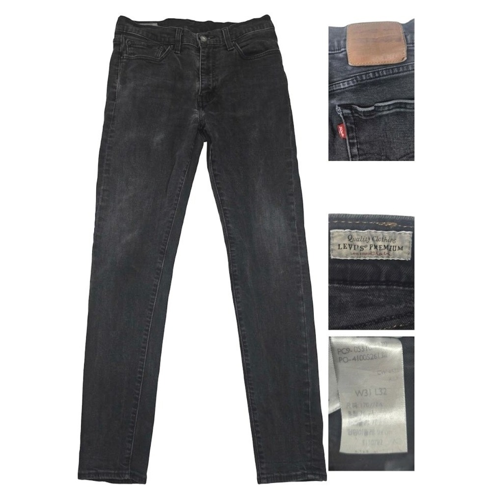Levis Premium 510 Skinny Jeans Mens 31x30 Faded Black Big E Stretch Denim 05510